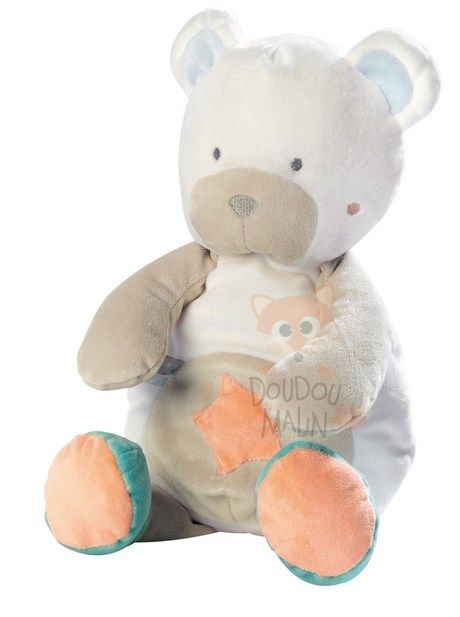  création charleston soft toy bear white beige orange star 